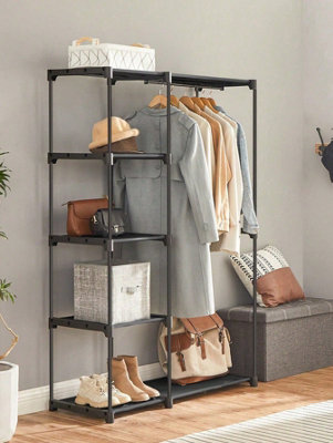 SONGMICS Freestanding Wardrobe, Foldable Closet,Coat Rack With Clothes ...