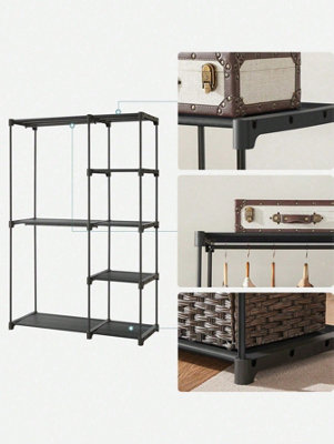 SONGMICS Freestanding Wardrobe, Foldable Closet,Coat Rack With Clothes ...