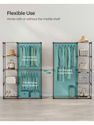 SONGMICS Freestanding Wardrobe, Foldable Closet, Coat Rack With Clothes ...