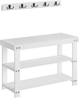 〆1/31 WHITE_WOOD_BENCH #3 Lapworth 3 Drawer Hallway Storage Bench White - Big Furniture