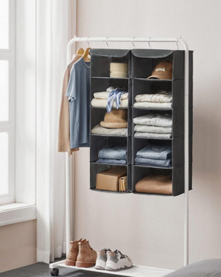 SONGMICS Hanging Wardrobe Storage Organisers, Set of 2, Hanging Storage ...