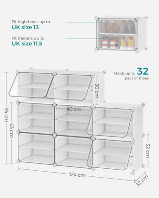 SONGMICS Interlocking Shoe Rack, Plastic Shoe Storage Cabinet, 8-Slot ...