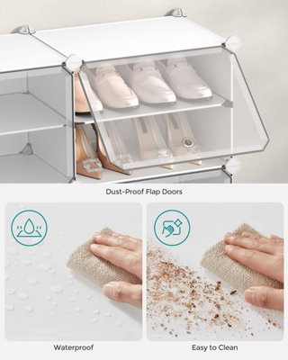 SONGMICS Interlocking Shoe Rack, Plastic Shoe Storage Cabinet, 8-Slot ...