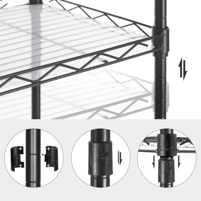 SONGMICS Kitchen Shelf, 5 Tier Wire Shelving Unit, Narrow Storage Rack ...