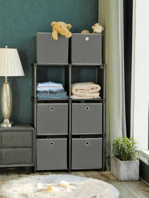 SONGMICS Ladder Storage Unit, 6 Cubes With 6 Storage Boxes, DIY Closet ...
