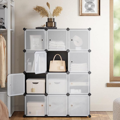 SONGMICS Large Cube Storage Unit, Stackable Plastic Cabinet, Bedroom ...