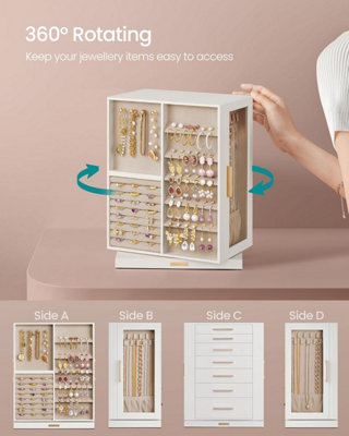 SONGMICS Large Rotating Jewellery Tower, Spinning Display Case with ...