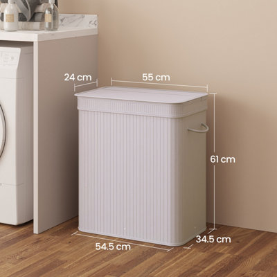 SONGMICS Laundry Hamper with Lid, 100 L Bamboo Laundry Basket ...