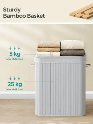 SONGMICS Laundry Hamper with Lid, 100 L Bamboo Laundry Basket ...