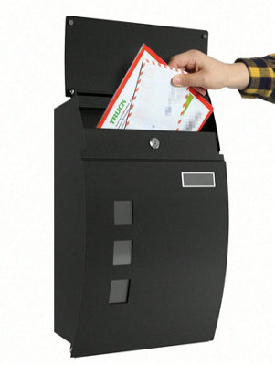SONGMICS Mailbox, Wall-Mounted Lockable Post Letter Box with Viewing ...