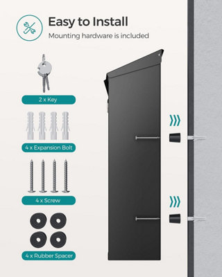 SONGMICS Modern Wall Mounted Post Box with Viewing Windows, Nameplate ...