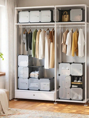 SONGMICS Modular Storage Unit, 16 Compartments, Plastic Shelf, With ...