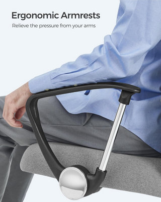SONGMICS Office Chair, Ergonomic Desk Chair, Swivel Chair, Upholstered Seat, Adjustable Height, Tilt Function, Dove Grey