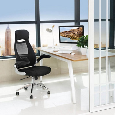 SONGMICS Office Chair High Back, Desk Chair, Mesh Office Chair, Swivel Desk Chair, Flip up Armrests, Black
