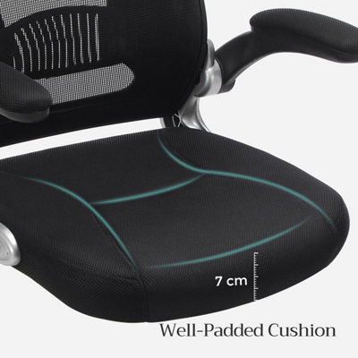 SONGMICS Office Chair High Back, Desk Chair, Mesh Office Chair, Swivel Desk Chair, Flip up Armrests, Black