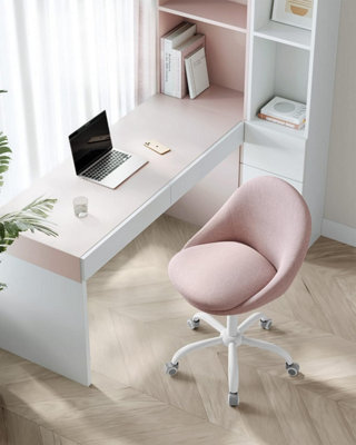 SONGMICS Office Chair, Swivel Chair, Desk Chair, Cotton-Linen Fabric, Foam Padding, Adjustable Height, Jelly Pink
