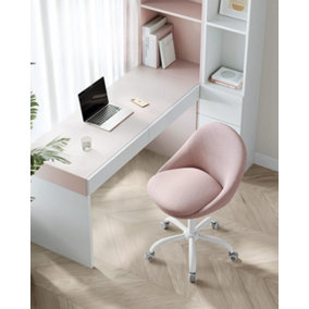 SONGMICS Office Chair, Swivel Chair, Desk Chair, Cotton-Linen Fabric, Foam Padding, Adjustable Height, Jelly Pink