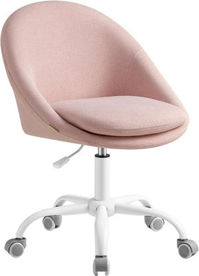 SONGMICS Office Chair Swivel Chair Desk Chair Cotton Linen Fabric Foam Padding Adjustable Height Jelly Pink