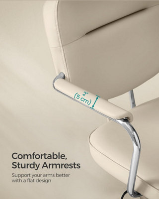 SONGMICS Office Swivel Chair, Ergonomic, Synthetic Leather, Adjustable Height and Tilt Functionality, Cappuccino Beige