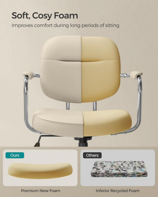 SONGMICS Office Swivel Chair, Ergonomic, Synthetic Leather, Adjustable Height and Tilt Functionality, Cappuccino Beige