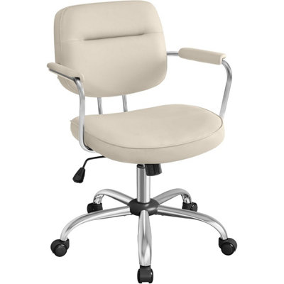 SONGMICS Office Swivel Chair, Ergonomic, Synthetic Leather, Adjustable Height and Tilt Functionality, Cappuccino Beige