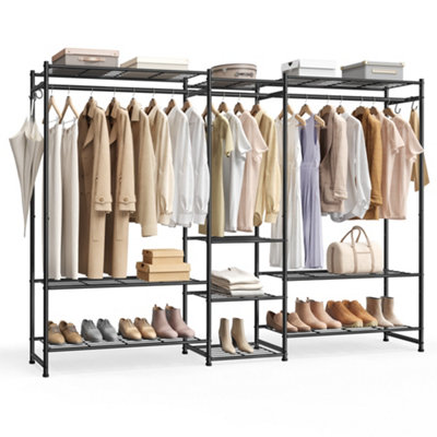 SONGMICS Open Wardrobe, Clothes Rack, Clothing Rack with 10 Shelves, 3 ...