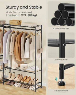 SONGMICS Open Wardrobe, Clothes Rack, Clothing Rack with 10 Shelves, 3 ...
