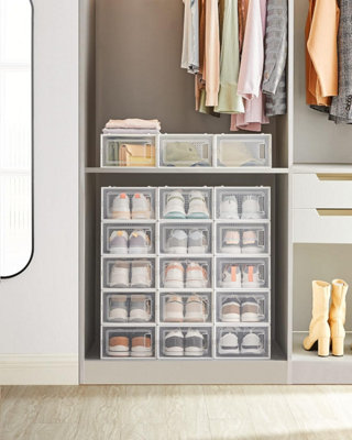 SONGMICS Organizers Boxes, Pack of 18 Stackable Storage Boxes, Clear ...