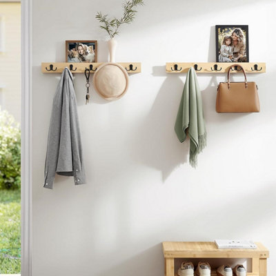 SONGMICS Pair of Wall-Mounted Coat Racks, Shelf Included, 10 Dual Metal ...