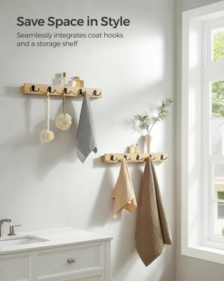 SONGMICS Pair of Wall-Mounted Coat Racks, Shelf Included, 10 Dual Metal ...