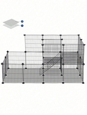 SONGMICS Pet Fence, 2 Levels, Modular Pet Enclosure For Small Animals ...