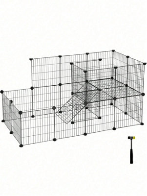 SONGMICS Pet Fence, 2 Levels, Modular Pet Enclosure For Small Animals ...