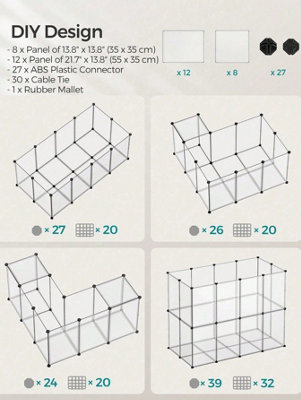 SONGMICS Pet Playpen With Floor, Small Animal Enclosure, DIY Plastic ...
