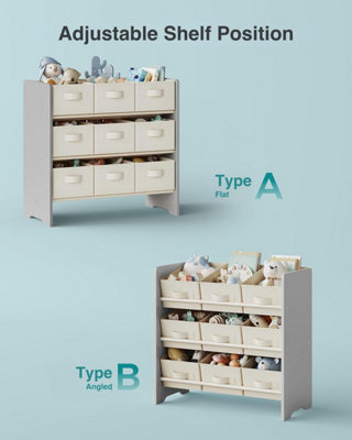 SONGMICS Playroom Toy Organizer Kids Toy Shelf 9 Non Woven Fabric Bins Kids Room Storage Solution