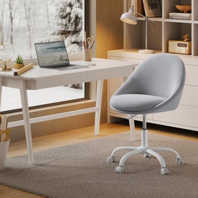 SONGMICS Plush Desk Chair, Velvet Foam Office Seating with Height Adjustment, Dove Grey