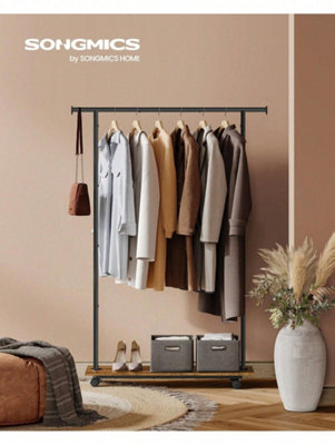 SONGMICS Portable Clothes Rack, Clothing Rack On Wheels, 98.5 Cm Metal ...