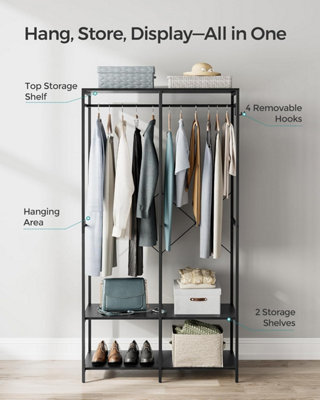 SONGMICS Portable Clothes Wardrobe, Foldable Closet, Clothes Rack ...