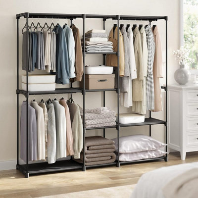 SONGMICS Portable Open Wardrobe, Clothes Rack, Freestanding Wardrobe ...