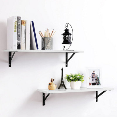 SONGMICS Premium Wall Duo, Glossy Finish Display Shelves with Enhanced Weight Support, White