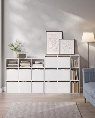 SONGMICS Quick-Assembly Storage Unit, Cube Organizer with Fabric Drawers, Snow White