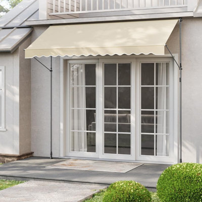 SONGMICS Retractable Awning, Sunshade for Garden, Patio, and Balcony, Adjustable Height Manual, Beige