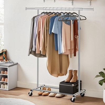 SONGMICS Rolling Garment Rack, Sturdy Clothes Rail with Adjustable