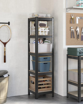 SONGMICS Shelving Unit, Industrial, Adjustable Storage Shelves, for Living Room, Kitchen, Garage, Greige and Black