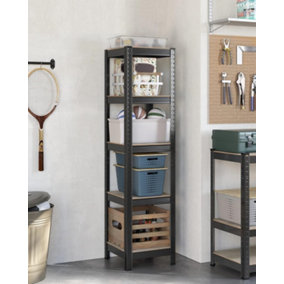 SONGMICS Shelving Unit, Industrial, Adjustable Storage Shelves, for Living Room, Kitchen, Garage, Greige and Black