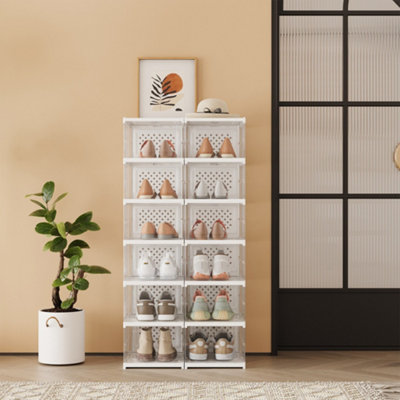 SONGMICS Shoe Boxes, Pack Of 12 Stackable Shoe Storage Organiser, Set ...