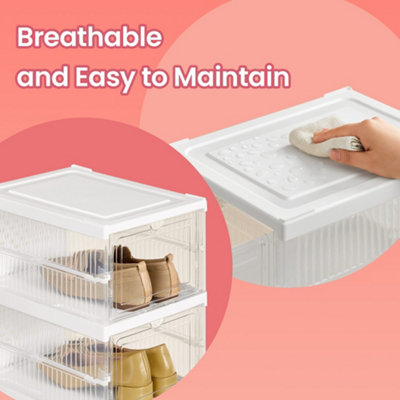 SONGMICS Shoe Boxes, Pack Of 12 Stackable Shoe Storage Organiser, Set ...