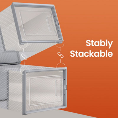 SONGMICS Shoe Boxes, Pack Of 18 Stackable Shoe Storage Organisers ...