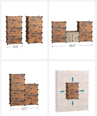 SONGMICS Shoe Cabinet, Modular Storage System with Door Access, Rustic ...