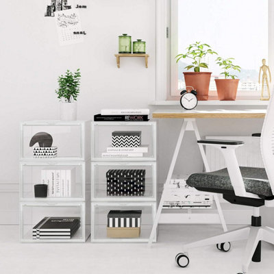 SONGMICS Shoe Collection, Six-Unit Storage System with Front-Access Design, Transparent