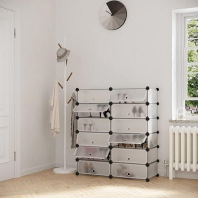SONGMICS Shoe Organizer, 12-Space Modular Storage System with Wire Frame, White